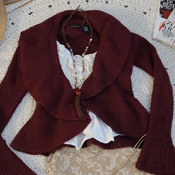 MAROON SIZE SM LONG SLEEVES SWEATER BRAND MODA - Picture 14 of 16